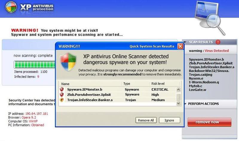 pagina de antivirus falso online