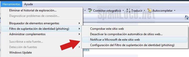 phishing en internet explorar denunciar