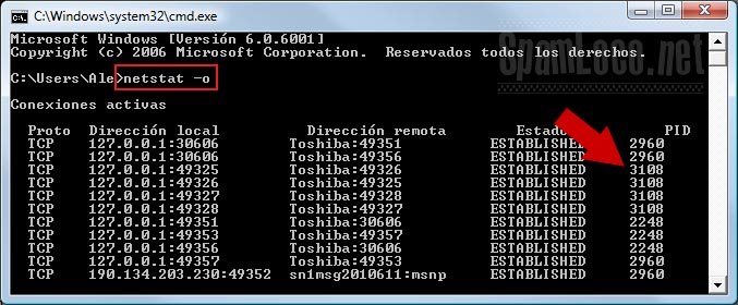 netstat-o ejemplo