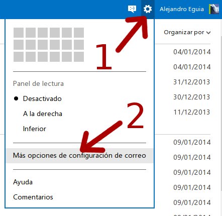 opciones de configuracion de correo en outlook