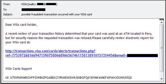 correo falso de visa