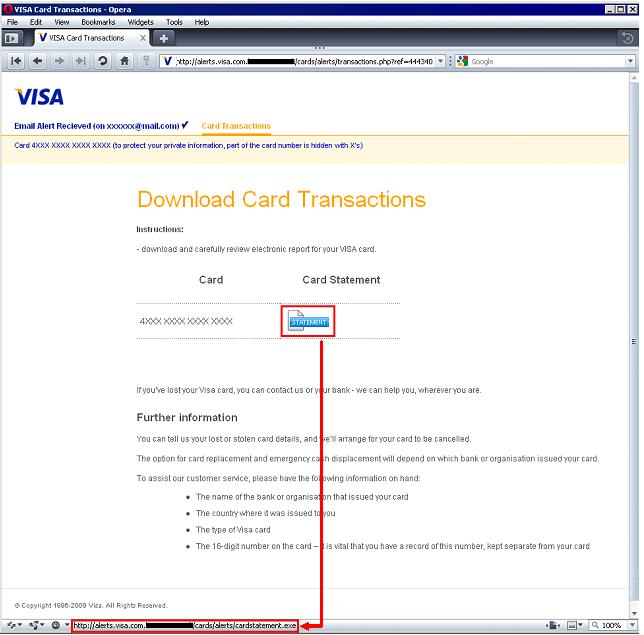 pagina falsa de visa o phishing