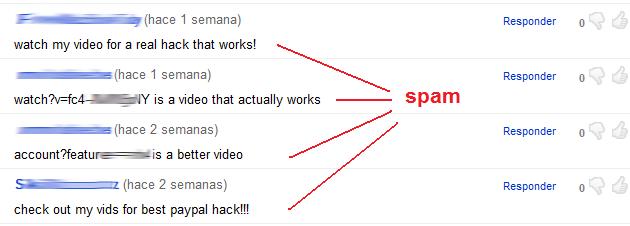spam de comentarios
