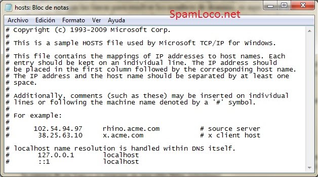 Archivo hosts de Windows