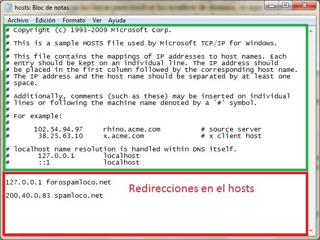 redirecciones hosts