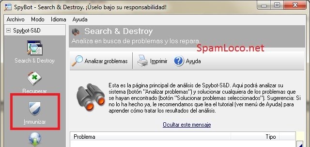 spybot inmunizar archivo host
