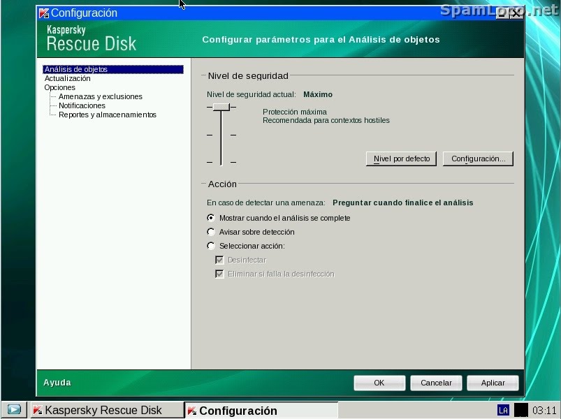 kaspersky Opciones de configuración del antivirus
