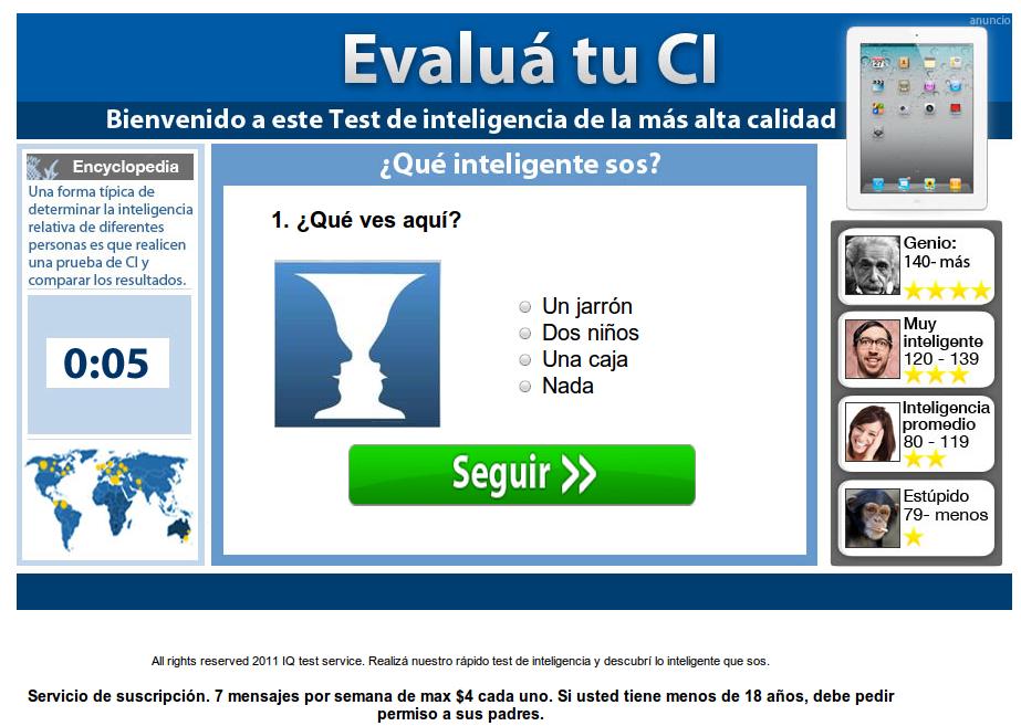 test falso para evaluar la inteligencia