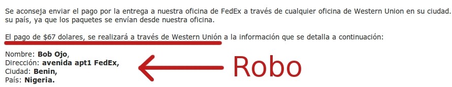 fedex estafa correo falso