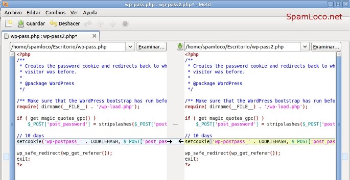 programa Meld para comparar archivos en linux