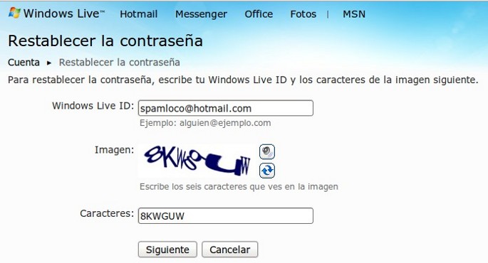 recuperando la cuenta de hotmail bloqueada