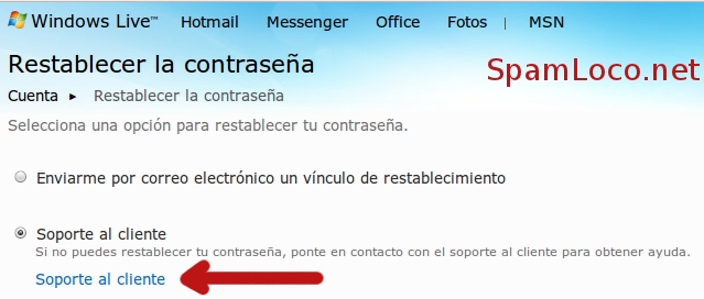 soporte hotmail restablecer