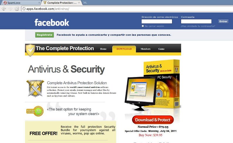 venta de antivirus falso en facebook