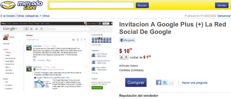 invitaciones para google plus en venta