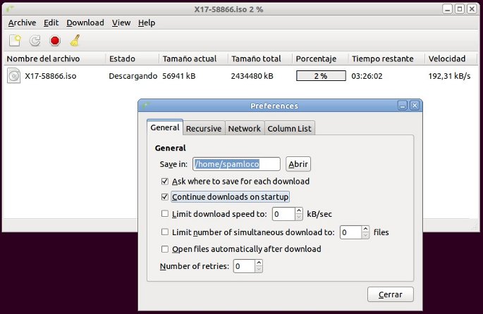 Gwget descarga en linux