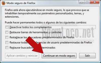 continuar modo seguro firefox