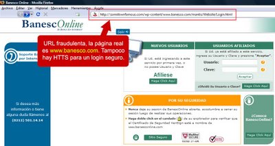 Web falsa Banesco