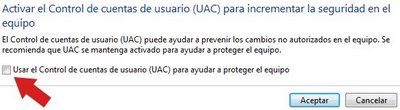 Desactivar UAC