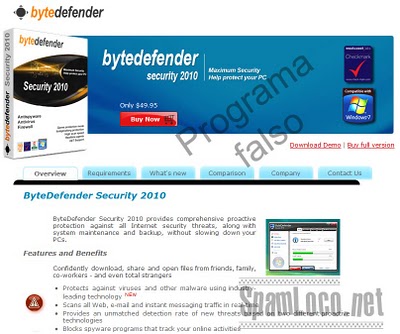 bytedefender pagina falsa