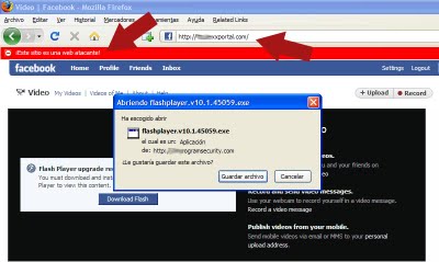 falsa pagina facebook flash