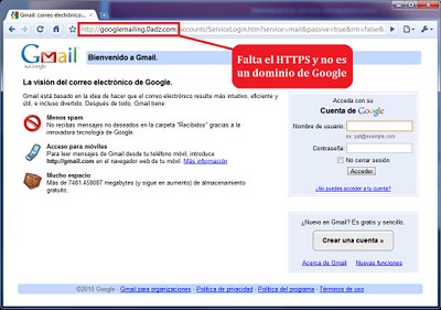pagina falsa gmail