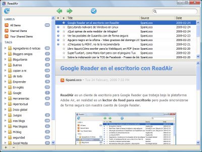 ReadAir con Google Reader