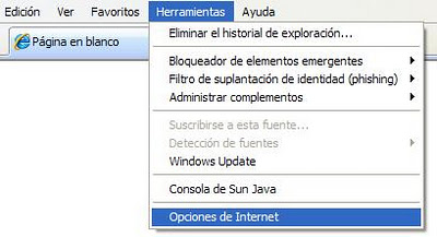 opciones de internet explorer