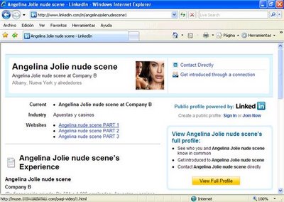 Perfil falso Angelina Linkedin