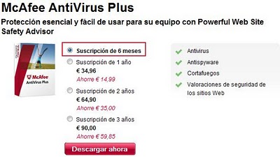 licencia 6 meses mcafee plus