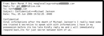 Correo spam Michael Jackson