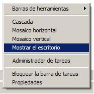 mostrar el escritorio menu