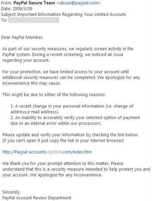 paypal phishing