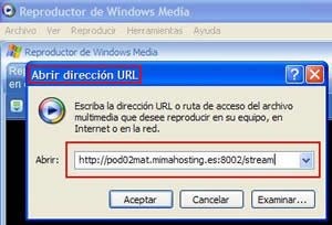 Windows media url stream