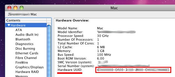 UUID de hardware en mac