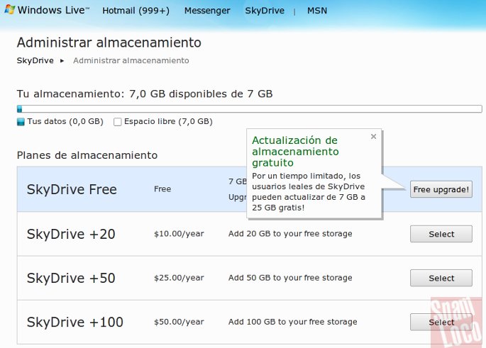 25 gb gratis en skydrive