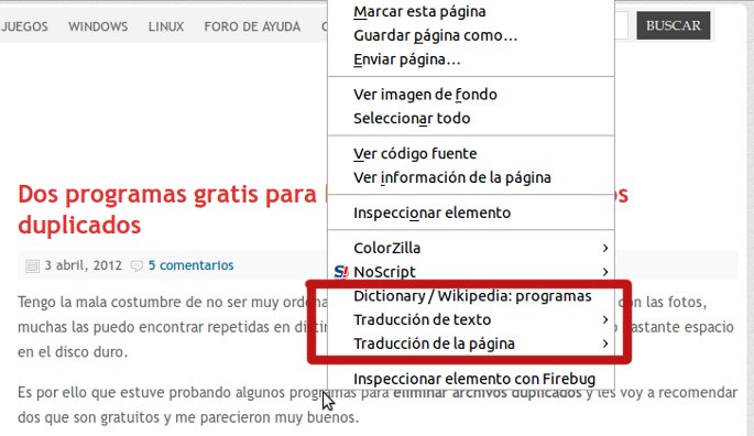 traductor para firefox en menu derecho