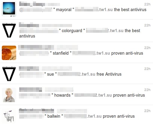 spam en tiwtter propaga falso antivirus