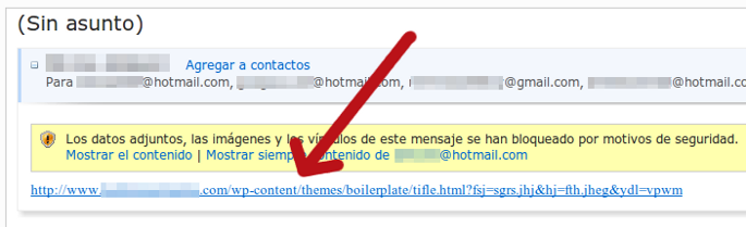 correo spam hotmail con enlace malicioso