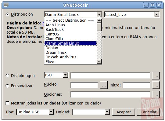 Unetbootin linux en pendrive