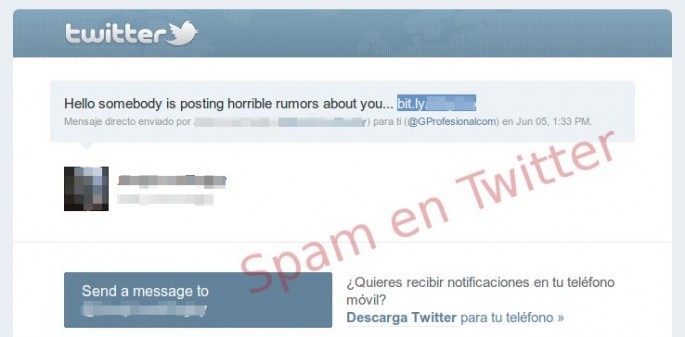 alerta mensaje directo spam twitter