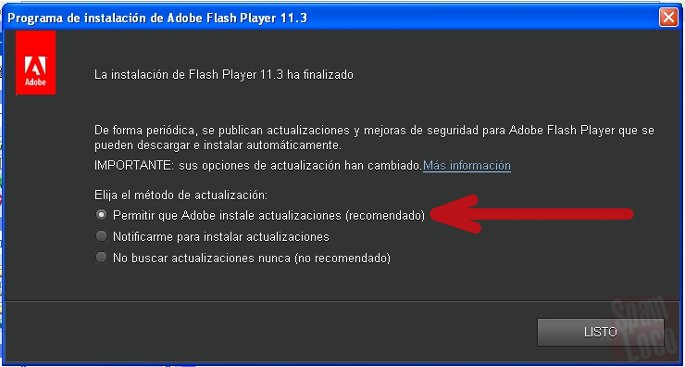 opcion para actualizar flash automaticamente