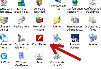 flash player en panel de control