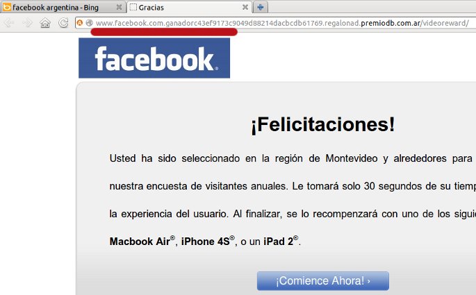 premio falso que simula ser de facebook