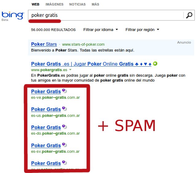 spam en bing