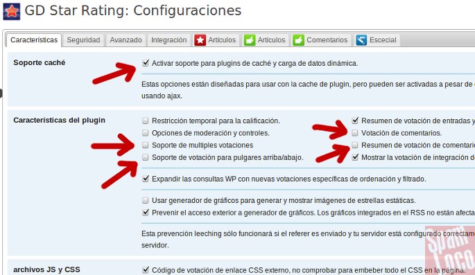 configuracion plugin GD Star Rating