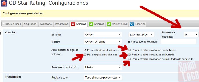 configurando plugin GD Star Rating