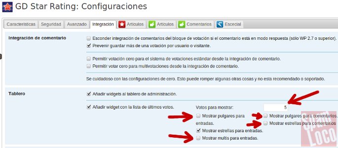 configuracion de GD Star Rating