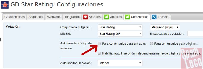 configuracion GD Star Rating