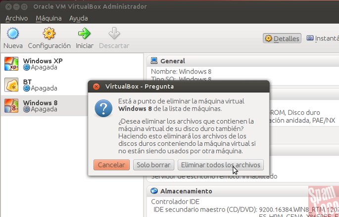 eliminando windows 8 de virtualbox