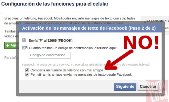 por defecto facebook comparte el movil